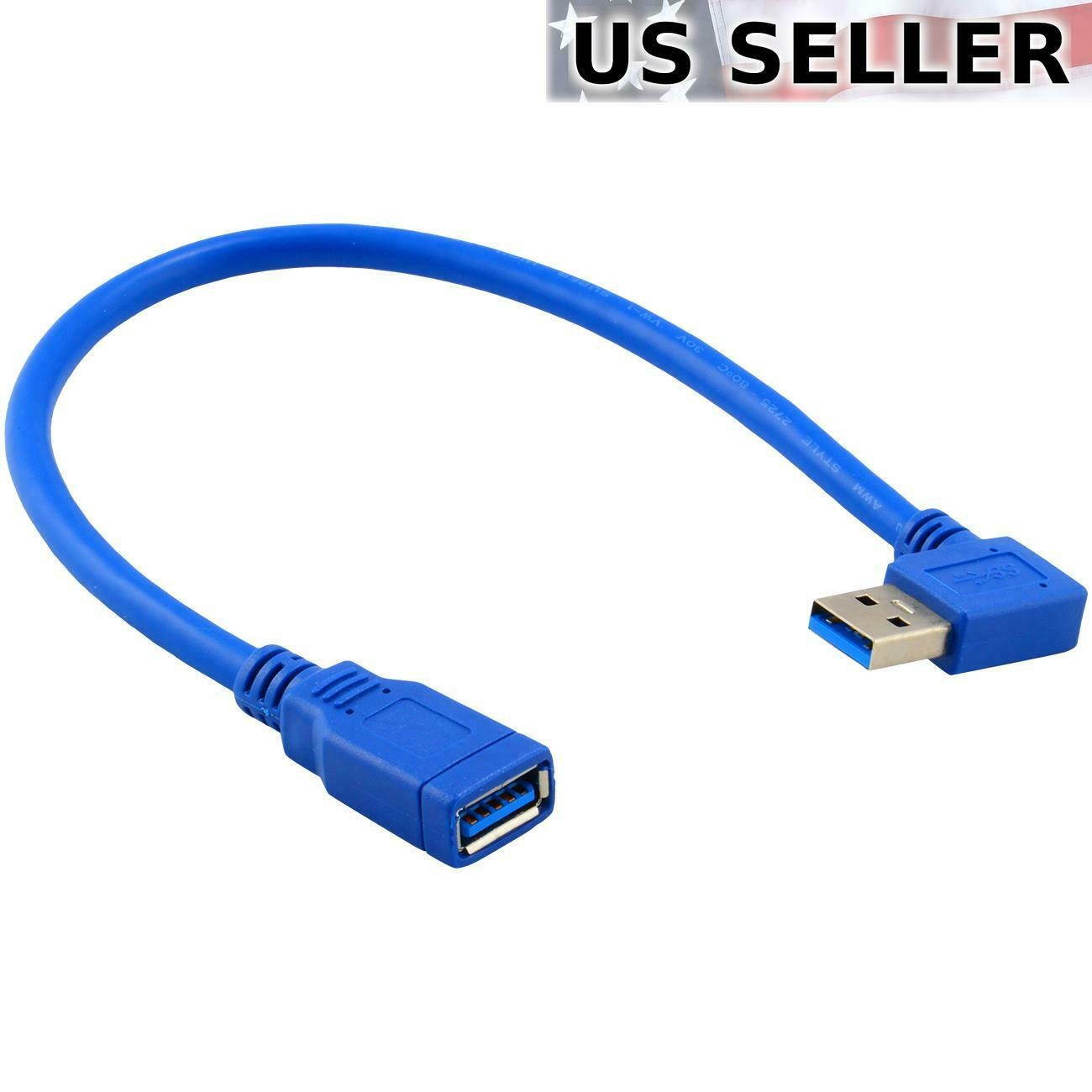 USB 3.0 Right Angle Male to USB 3.0 Female Extension Cable 1 FT