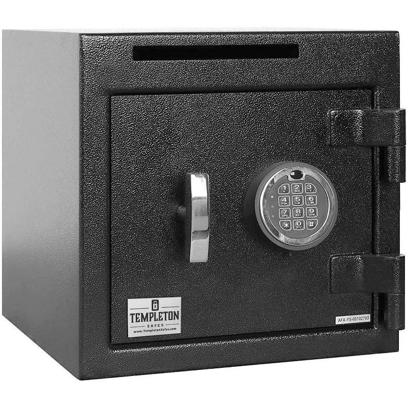 Templeton Safes Small Depository Drop Safe With Electronic Multi-User Keypad Lock with Key Backup, Anti Fishing Security, Black 1.12 CBF