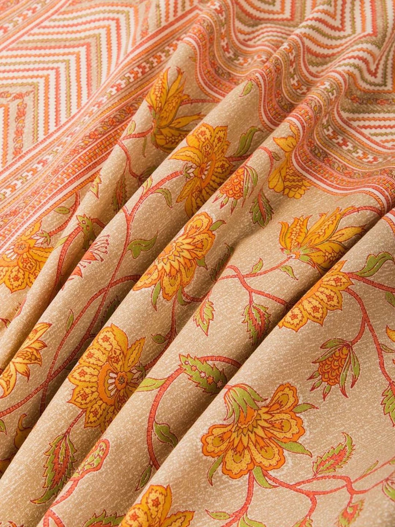 Fabindia Home Tarinika Yellow Cotton 80 TC 200 GSM 6-Seater Printed Table Cover
