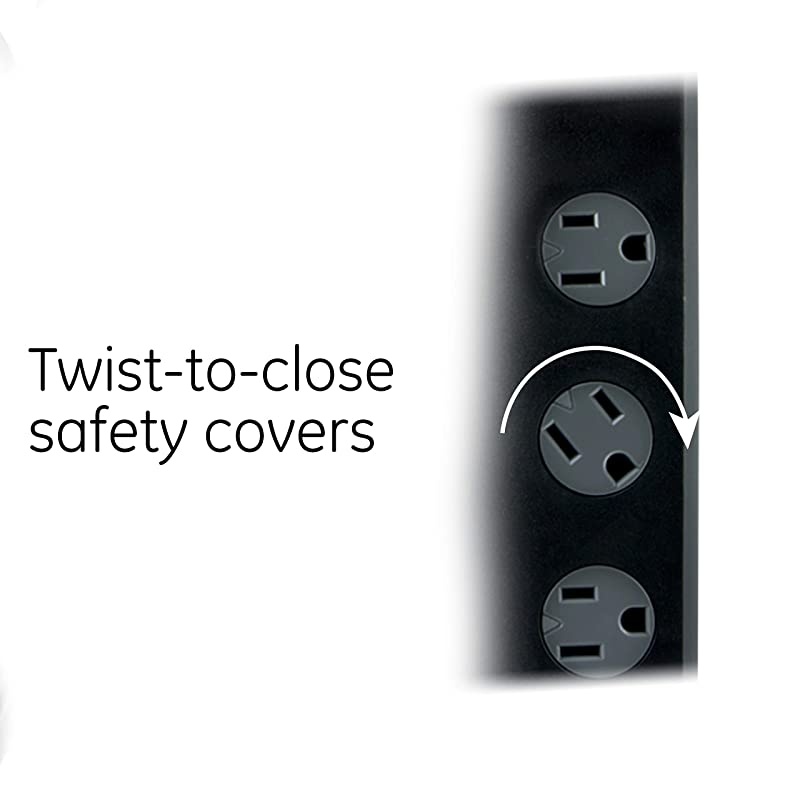 Pro 7-Outlet Sur Protector, 4 Ft Power Cord, 2100 Joules, 3 Adapter Spaced Outlets, Flat Plug, Twist to Close Safety Covers, Power Filter, Circuit Breaker, Warranty, UL Listed, Black, 37451