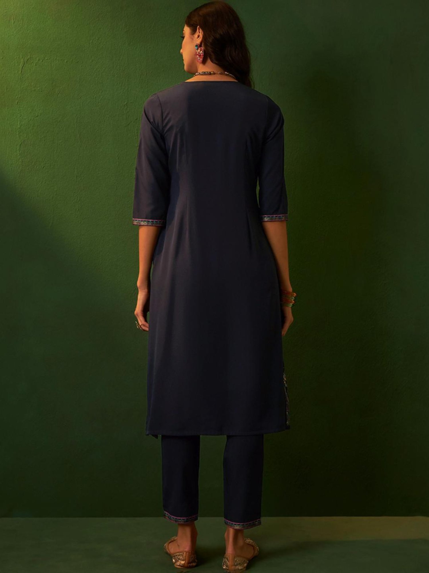 Ziyaa Blue Printed Kurta Pant Set