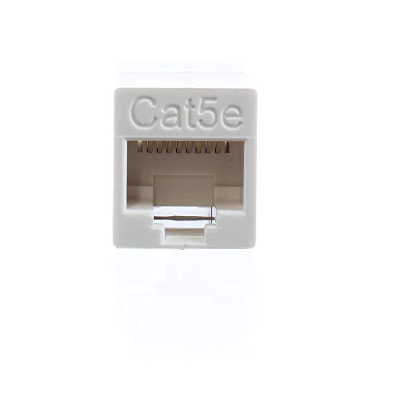 Extender and Adapter - RJ45 Data Cable f Connector Coupler - 8 Conductor 8p8c 4 Line - (White) - 1 Pack