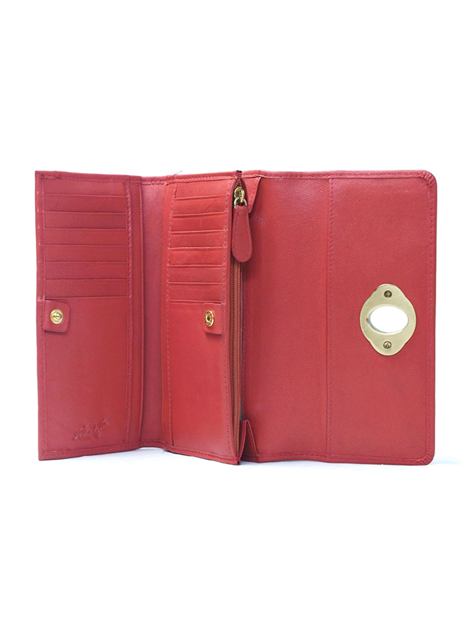 RI2K London Red Leather Tri-Fold Wallet