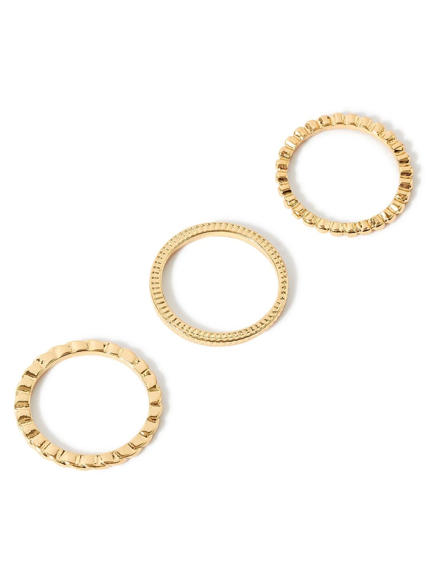 Accessorize London Super Classics Golden Casual Ring - Set of 3