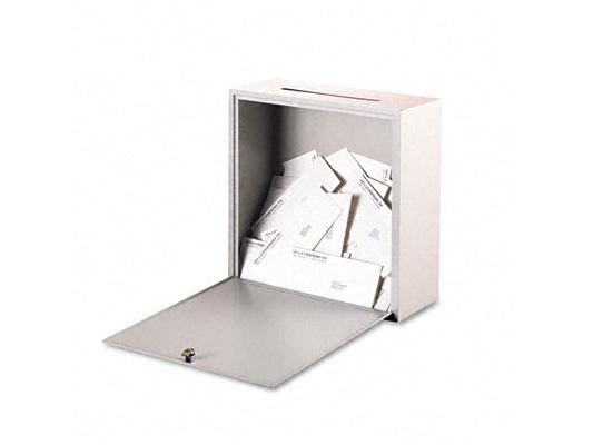 Buddy 562632 Wall-Mountable Interoffice Mail Collection Box  18w x 7d x 18h  Platinum