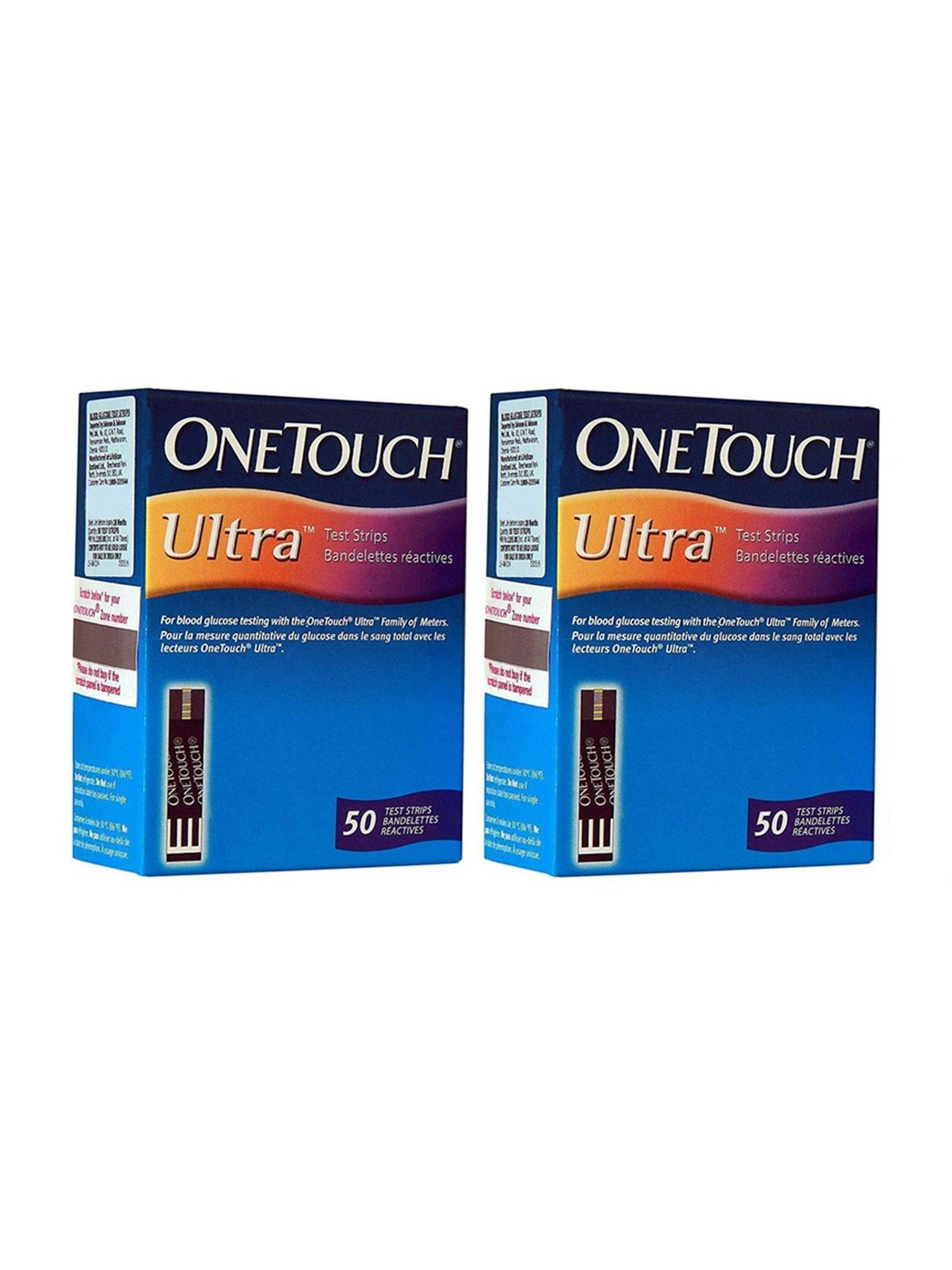 OneTouch Ultra Test Strips | 2 Packs of 50 Strips each (total 100 Strips)