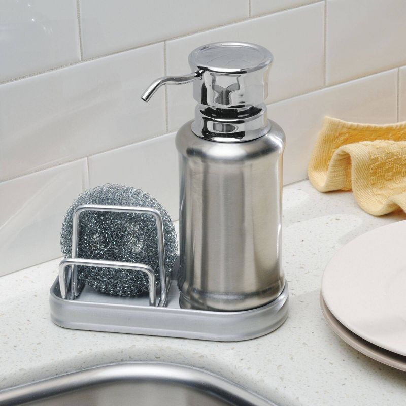 iDESIGN York Ergo Soap & Scrubby Center Silver