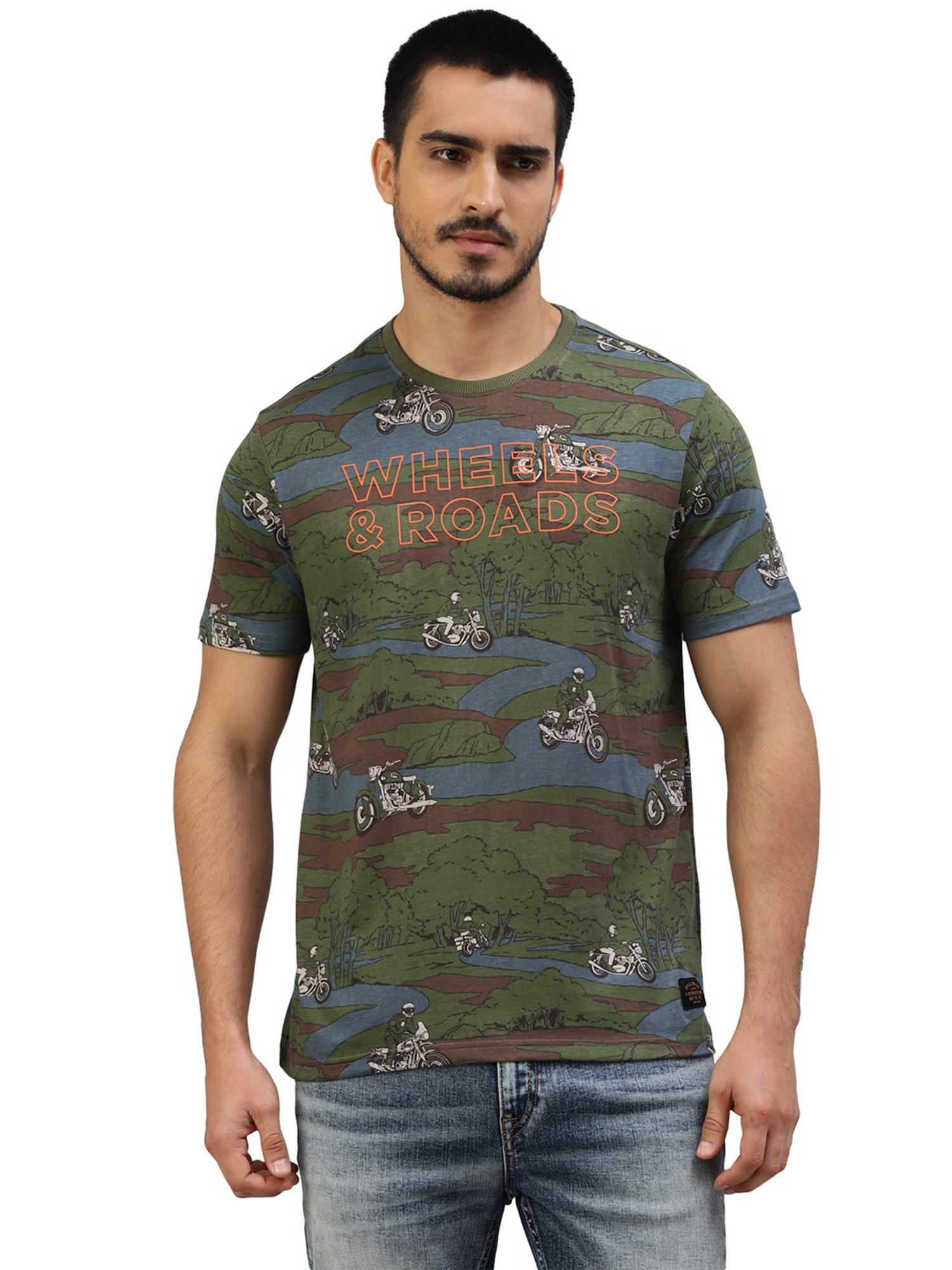 Royal Enfield Adventure Multicolor Regular Fit Printed Crew T-Shirt