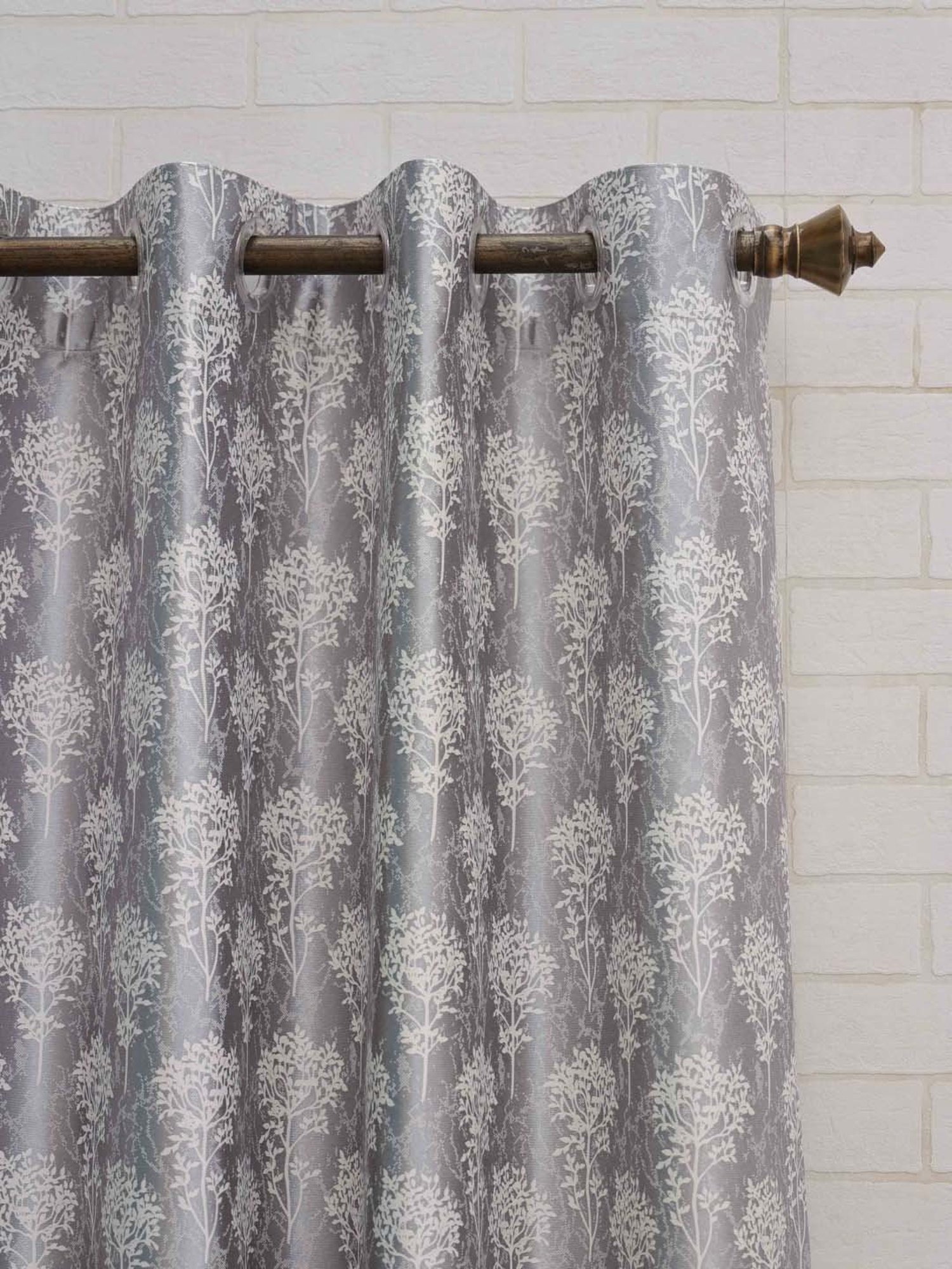 Ariana Bloom Grey Polyester 5ft Window Eyelet Curtain