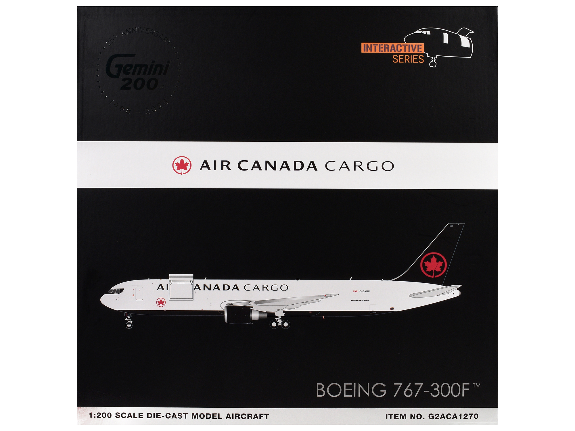 Boeing 767-300F Commercial Aircraft "Air Canada Cargo" (C-GXHM) White with Black Tail "Gemini 200 - Interactive Series" 1/200 Diecast Model Airplane by GeminiJets