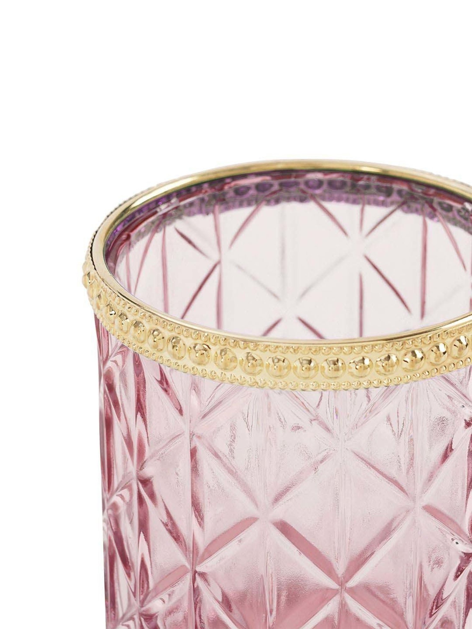 Pure Home and Living Pink Glass Tea Light Holder - Set of 2