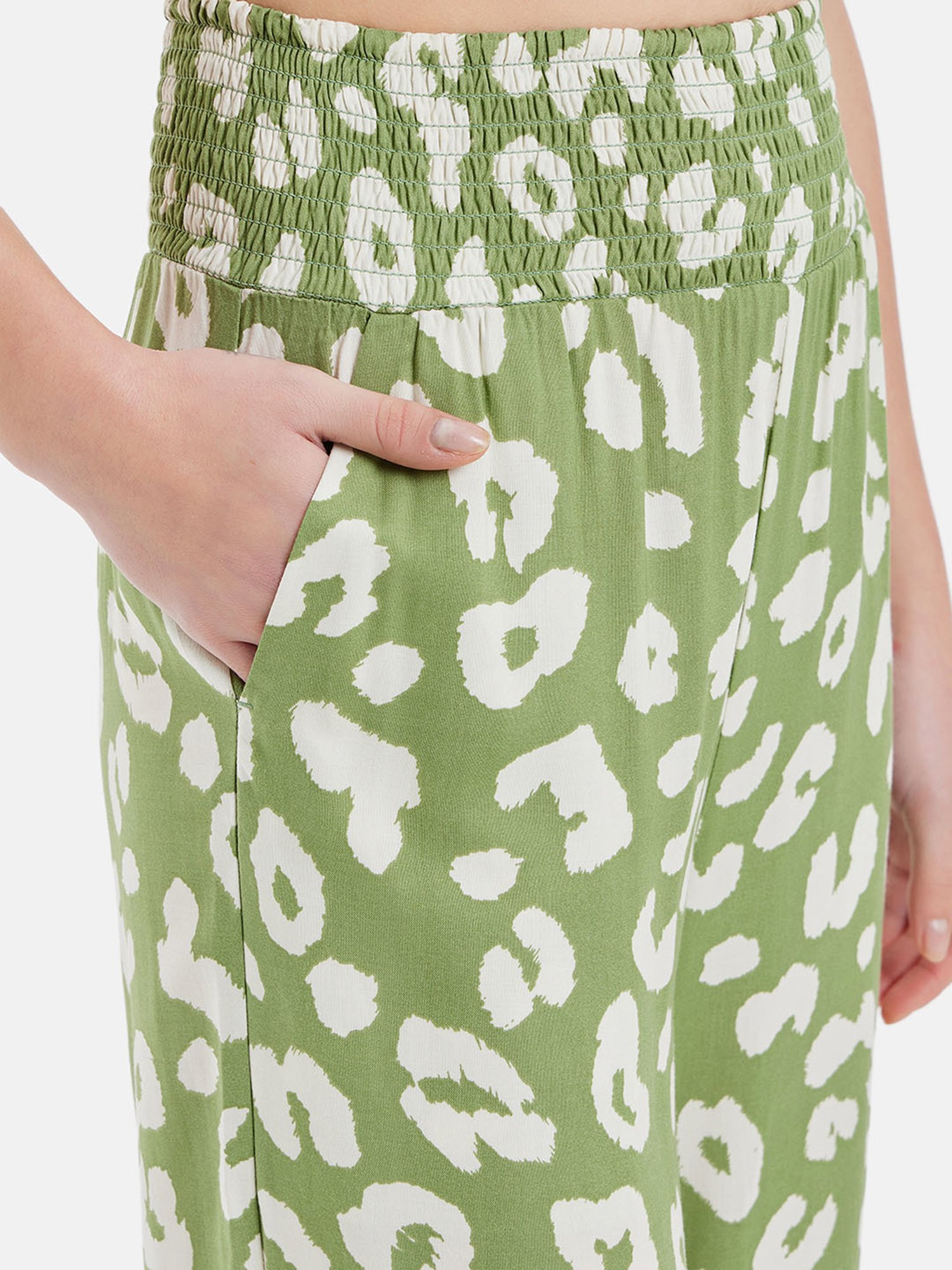 Kazo Green Printed Trousers