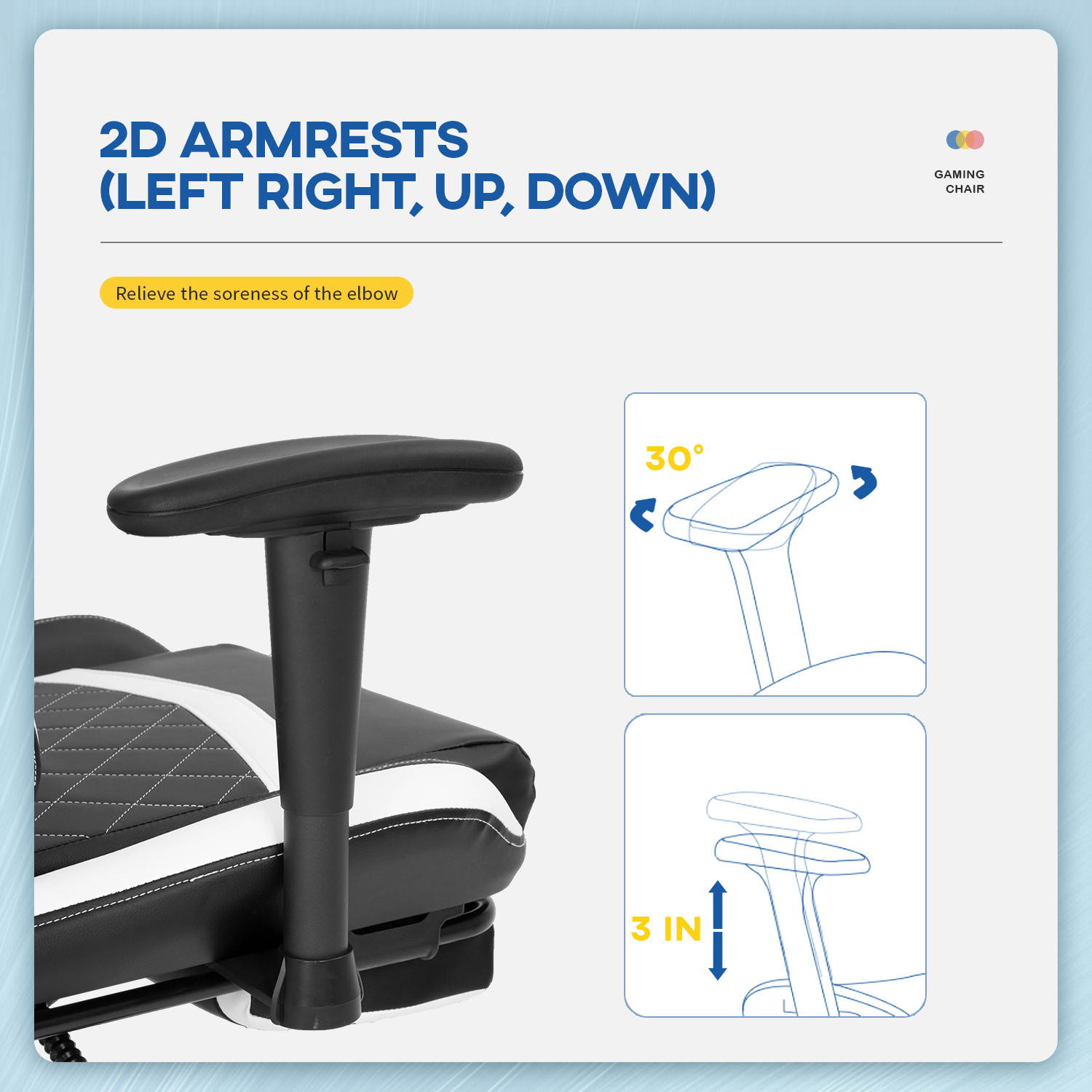 PC Gaming Chair Ergonomic Office Chair Racing Computer Chair with Lumbar Support Headrest Armrest Footrest Task Rolling Swivel Ergonomic E-Sports Adjustable Desk Chair for Men Gamer(White)