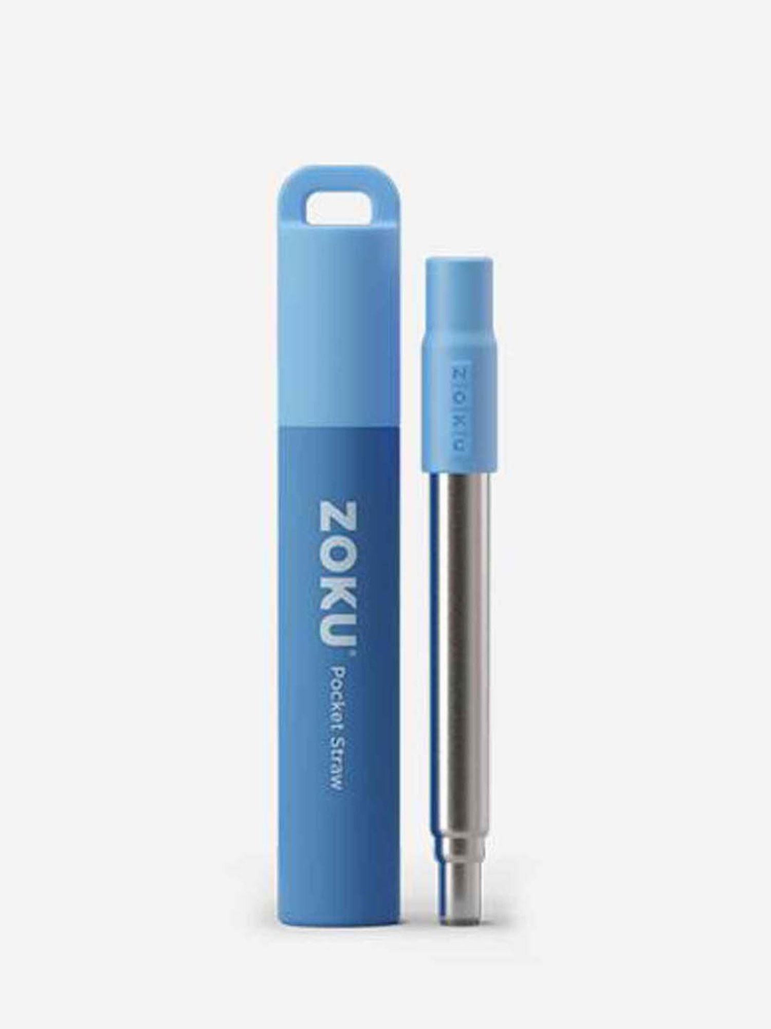 Zoku Blue & Silver Stainless Steel Pocket Straw