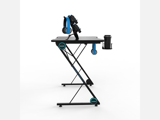 Gaming Computer Desk with Large Carbon Fiber Surface Cup Holder & Headphone Hook for Home or Office, Gaming PC Desk(Black)