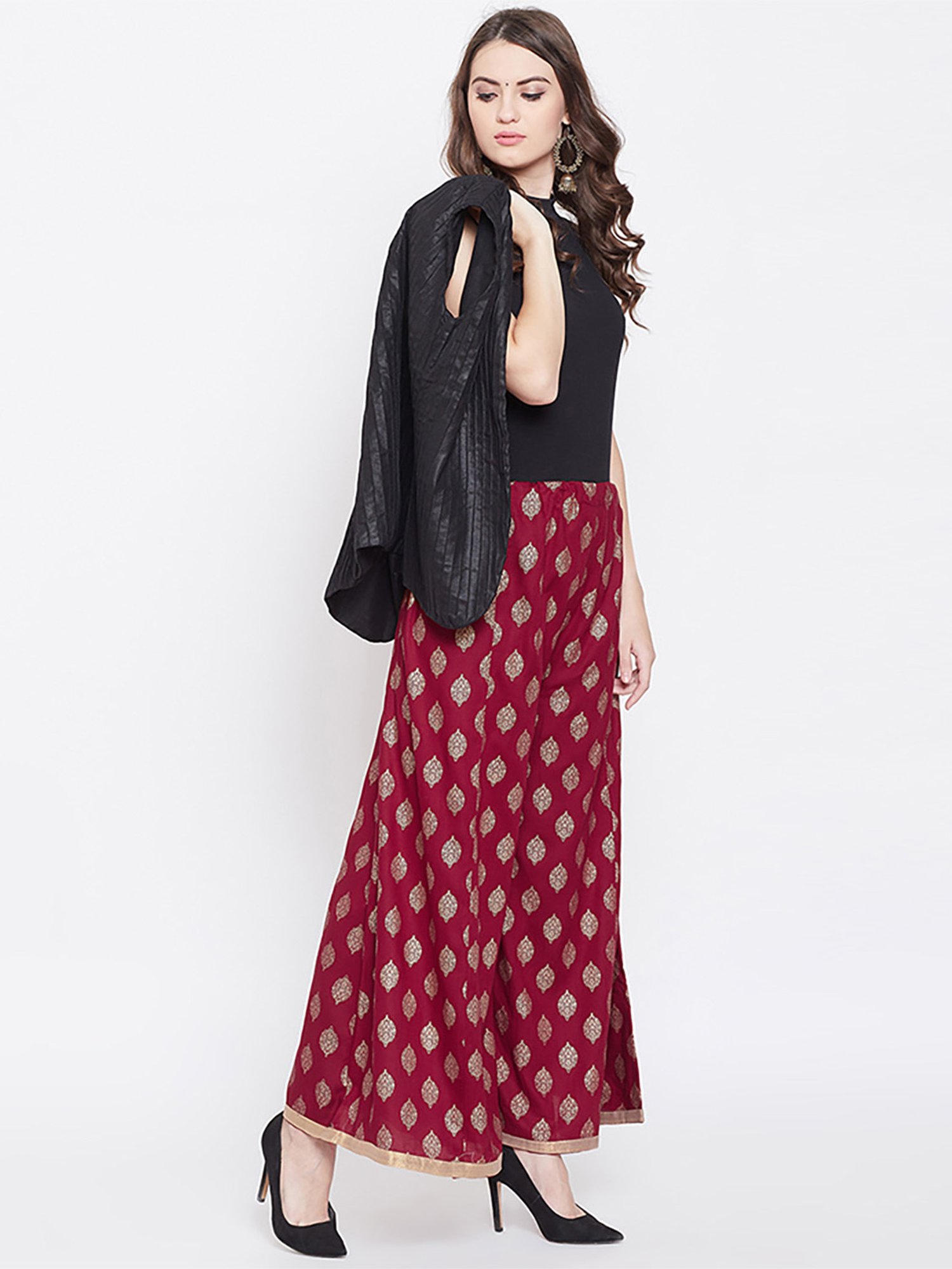 Castle Maroon Printed Palazzos