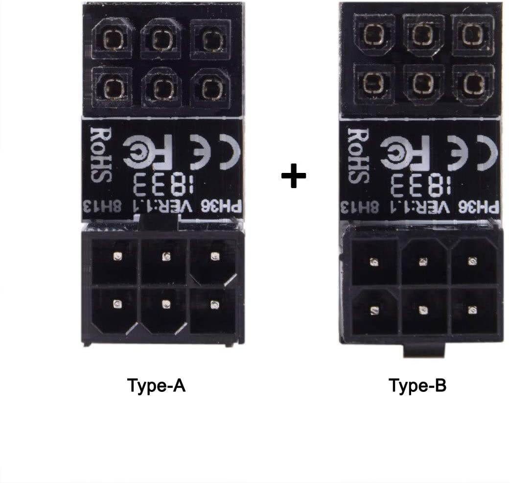 6 Pin Female to 6 pin Male 180 Degree Angled Adapter for Desktops Graphics Card - 6PIN power cable from vertical to horizontal direction for Desktops Graphics Card