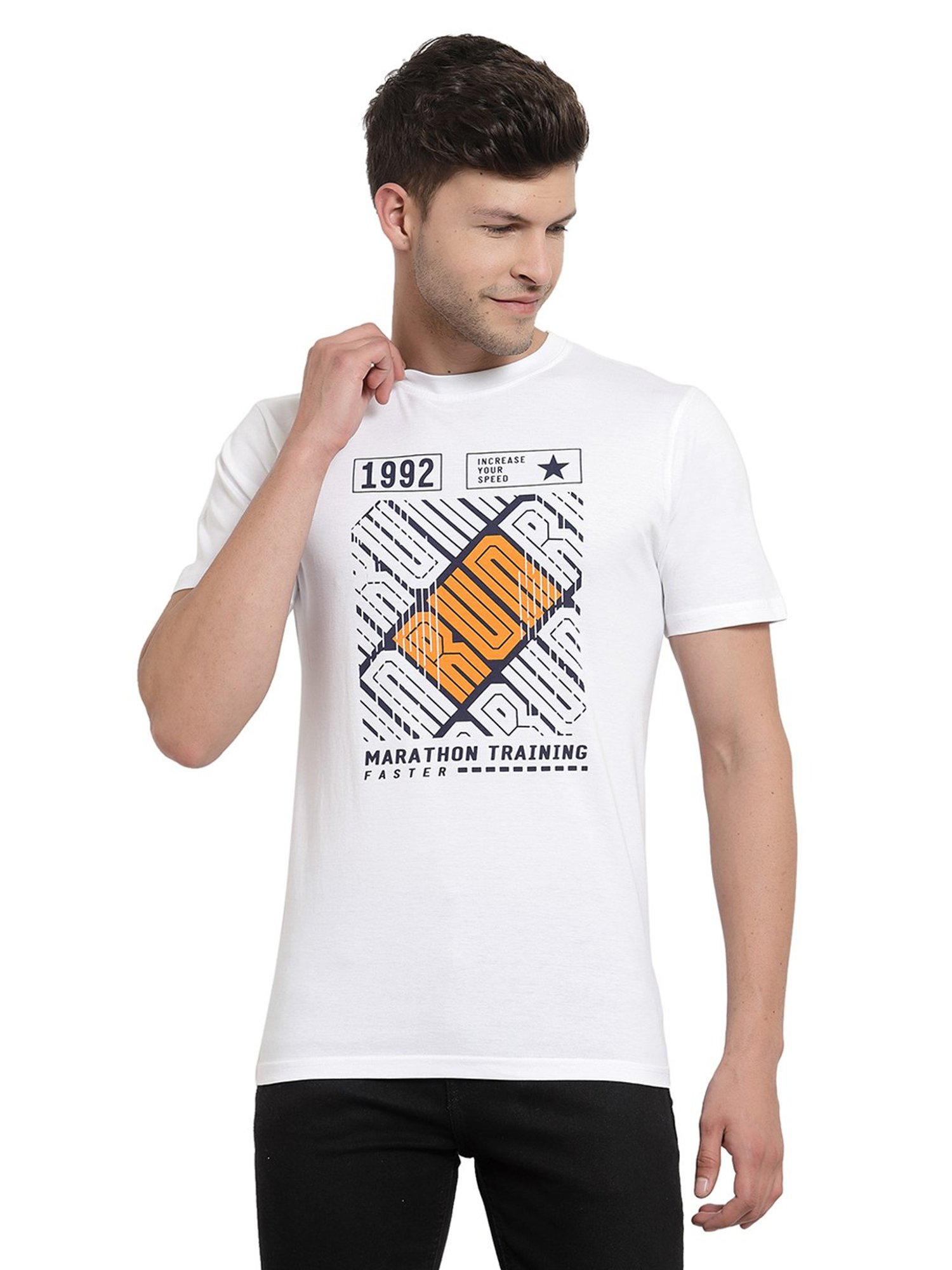 Proteens White Printed Round Neck T-Shirt