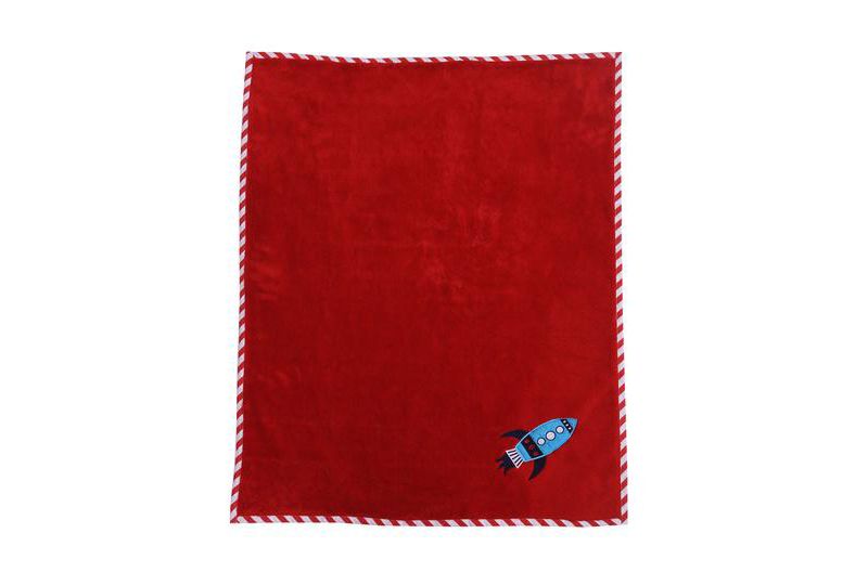 Bacati - Airspace Red Embroidered Blanket