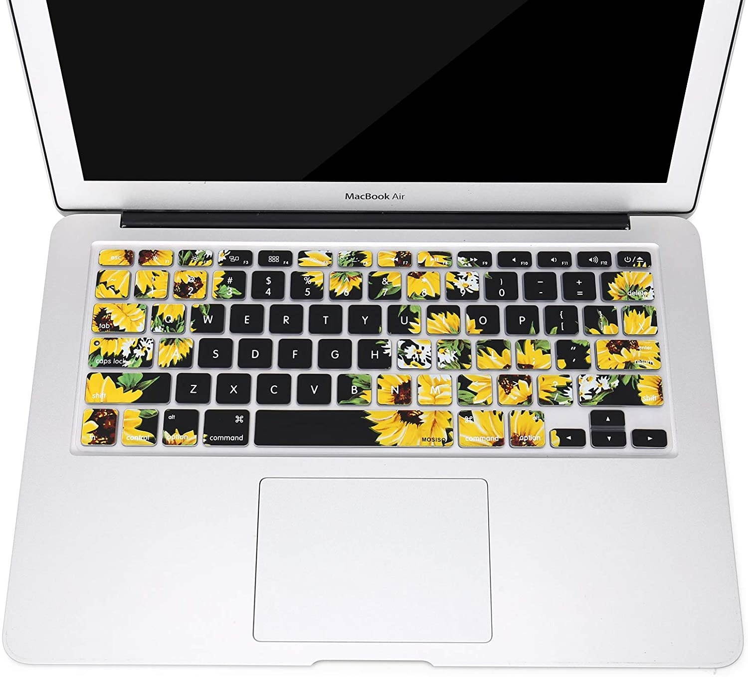 MOSISO Pattern Keyboard Cover Compatible with MacBook Pro 13/15 inch(with/Without Retina Display,2015 or Older Version),Older MacBook Air 13 inch (A1466/A1369,Release 2010-2017), Sunflower Black Base