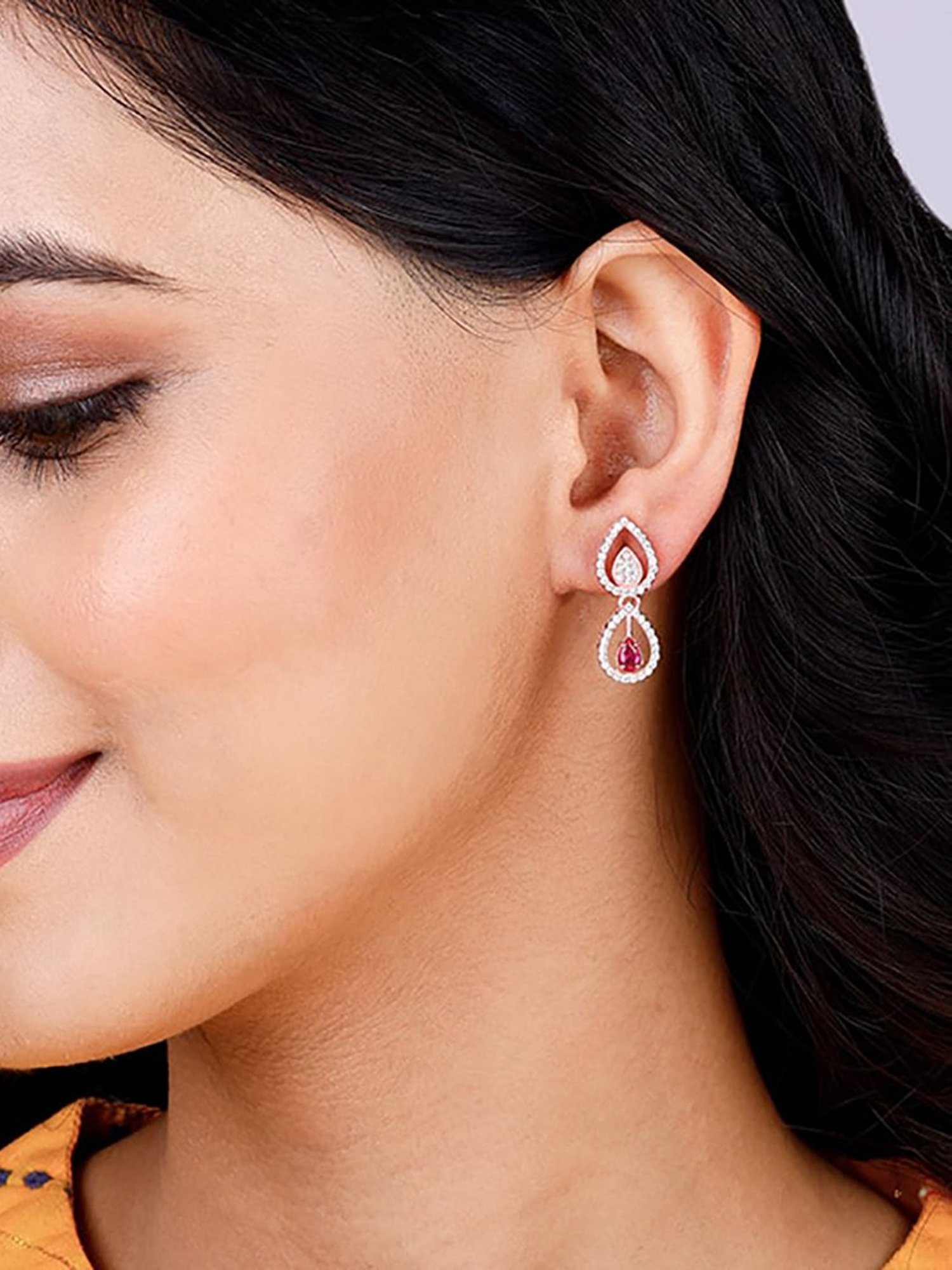 GIVA 92.5 Sterling Silver Double Drop Earrings for Women