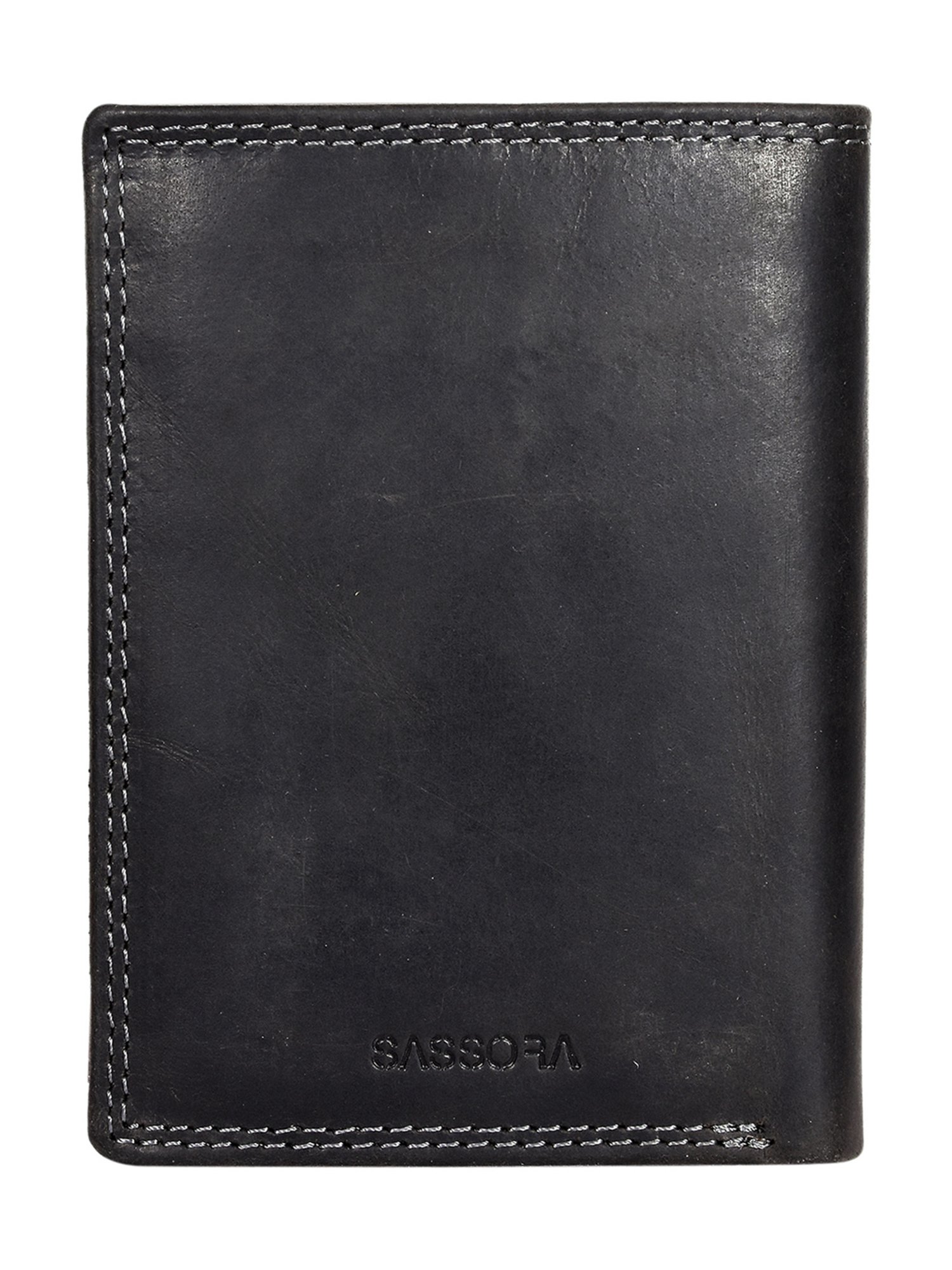 SASSORA Black ARLO Textured Small Leather Bi-Fold Wallet