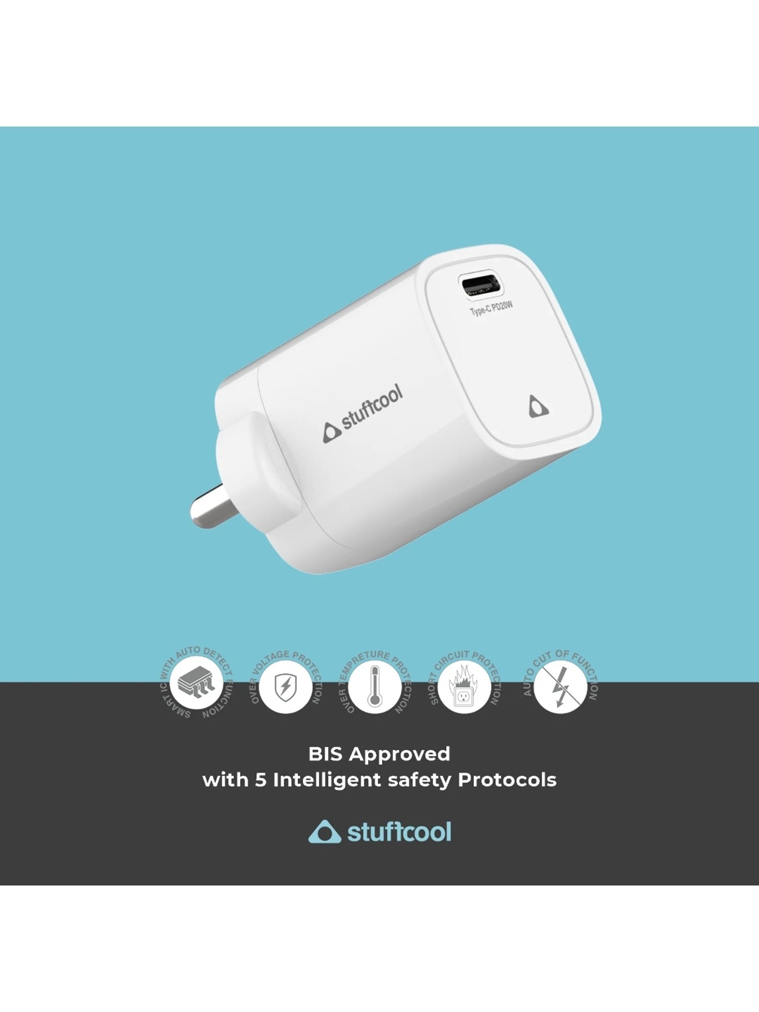 Stuffcool Nuevo PD 20W Smallest Wall Charger (White)