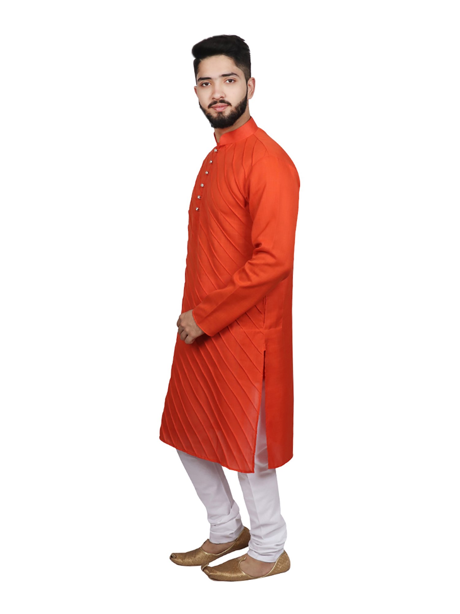 SG LEMAN Orange Striped Kurta Bottom Set