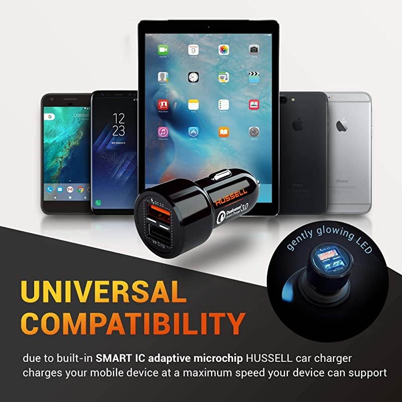 Car Charger Qualcomm Quick Charge 30 Dual USB 54A30W Fast Car Charger Adapter QC 30 3A + Smart IC 24A Compatible with iPhone Galaxy S20 S10 S9 S8 S7 S6 Note LG Nexus etc