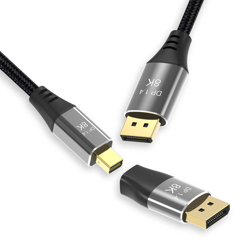 CableDeconn Mini DP to DisplayPort 8K(76804320)@60Hz 4K@144Hz 8K Cable with Mini DP Female to DP Male Connector DisplayPort 1.4 DP to Mini DP 8K 2M