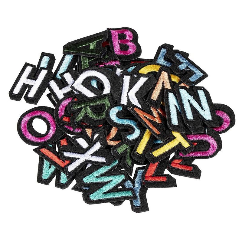 52 Alphabet Applique Patches, Iron on Patches, 2 Sets, Multicolored, 1.375" x 1"