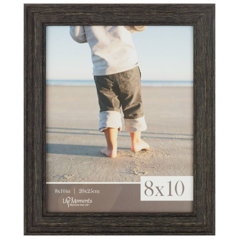 4pc (8" x 10") Rustic Tabletop or Wall Mount Picture Frames Distressed Black - Life Moments