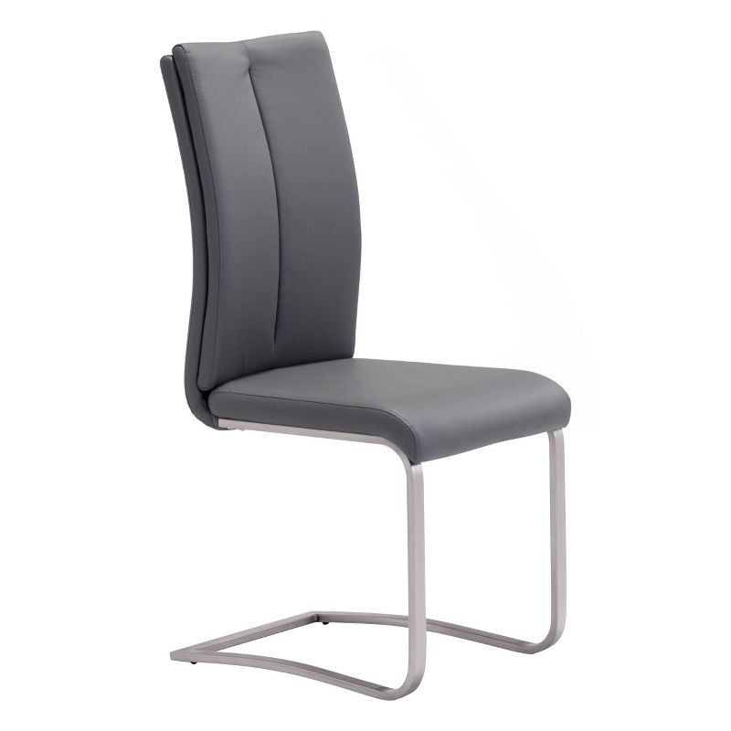 Set of 2 Elegant Contemporary Chromed Steel Dining Chair Gray - ZM Home
