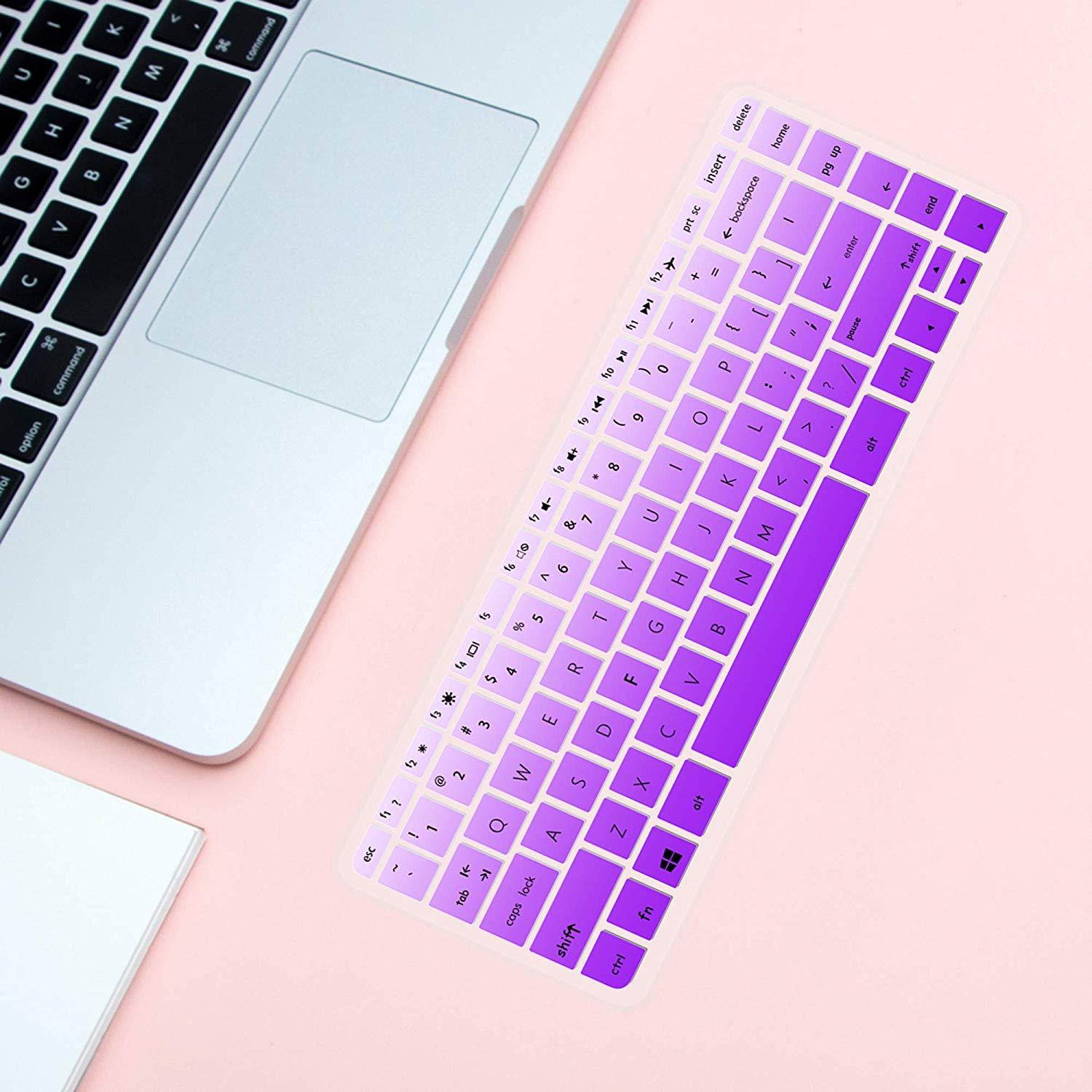 [2 pack]HP Stream 14 Inch Laptop Keyboard Cover Skin for HP Stream 14-ax Series,14 inch HP Pavilion 14-ab 14-ac 14-ad 14-al 14-an Series,14-ab010 14-ab166us 14-ac159nr 14-al062nr(Gradualpurple+clear)