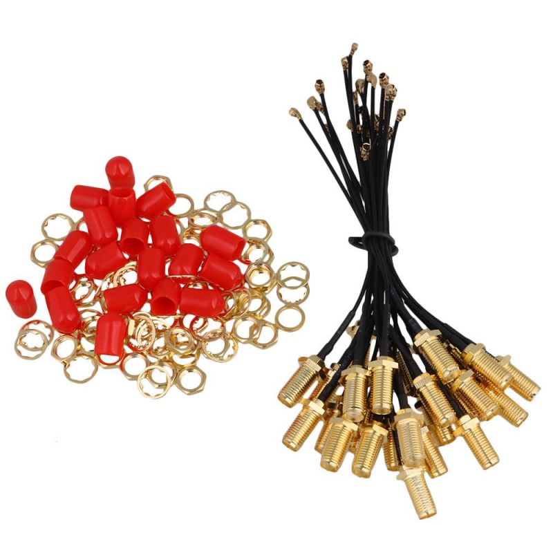 BQLZR 50Pcs SMA Jack Female Bulkhead to IPEX/SMA Connector Grey Pigtail Extension 10cm