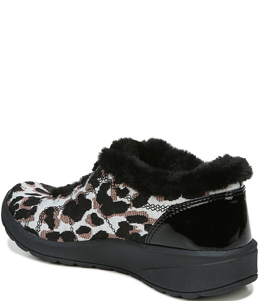 Bzees Premium Golden Leopard Print Faux Fur Lined Washable Wedge Booties