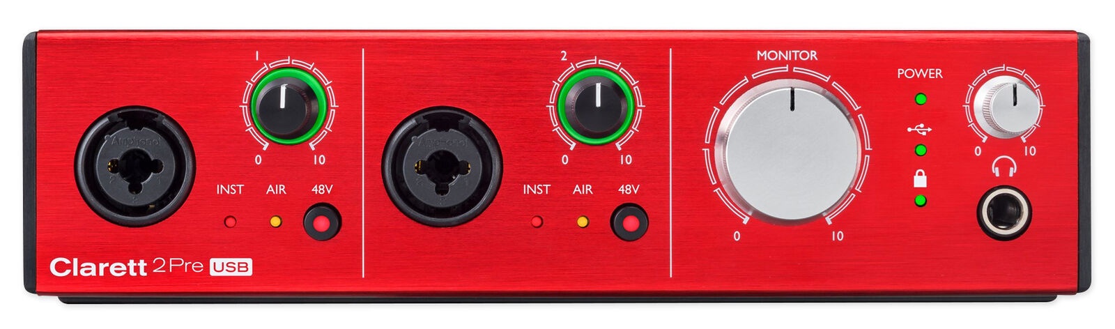 Focusrite Clarett 2Pre USB Audio Recording Interface-2 Mic Preamps+Vocal Shield