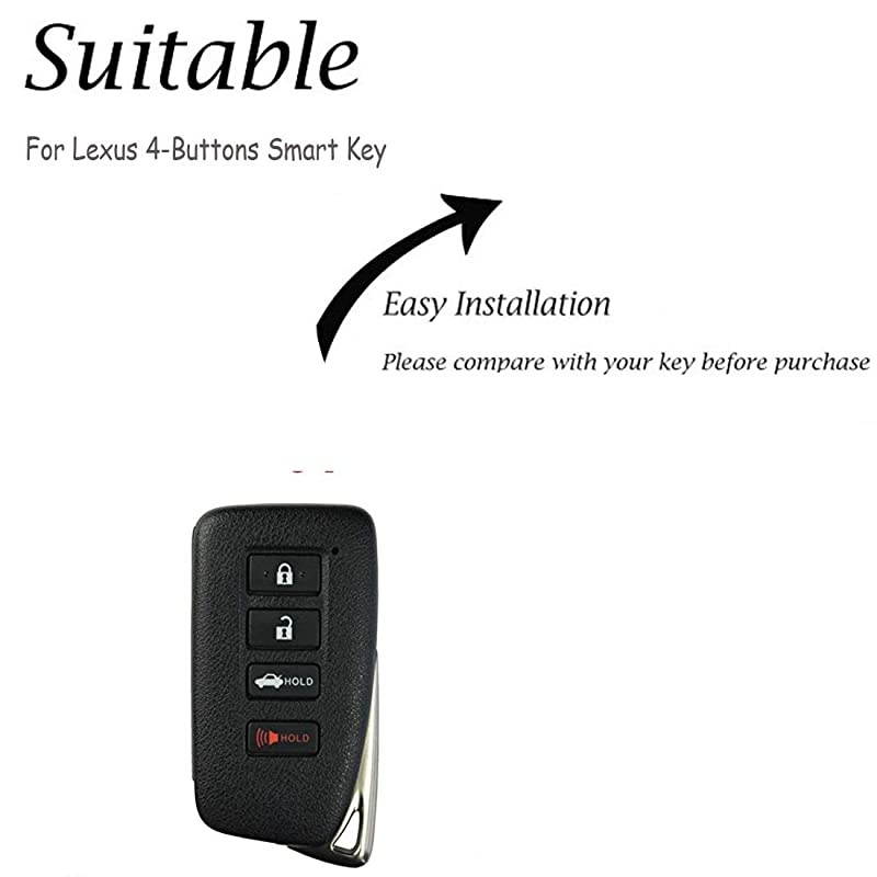 Key Fob Cover-Soft Calfskin Leather Protector Case Holder Compatible with LEXUS ES250 ES350 ES300H GS350 GS450 NX300 ES300H -4-Buttons Keychain (Brown) &hellip;