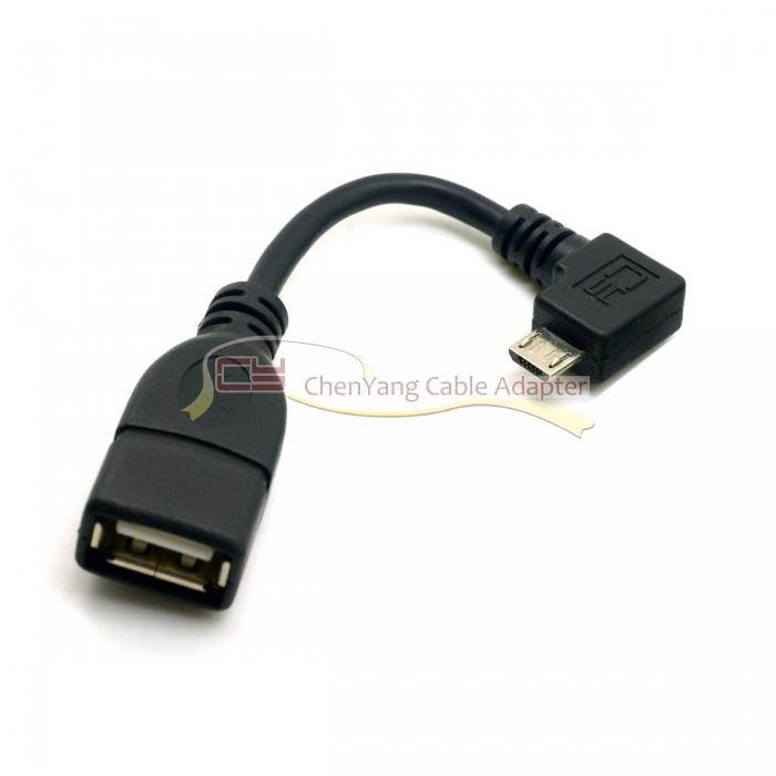 2pcs Right Angled 90 D Micro USB to USB Female OTG Host Cable for Cell phone