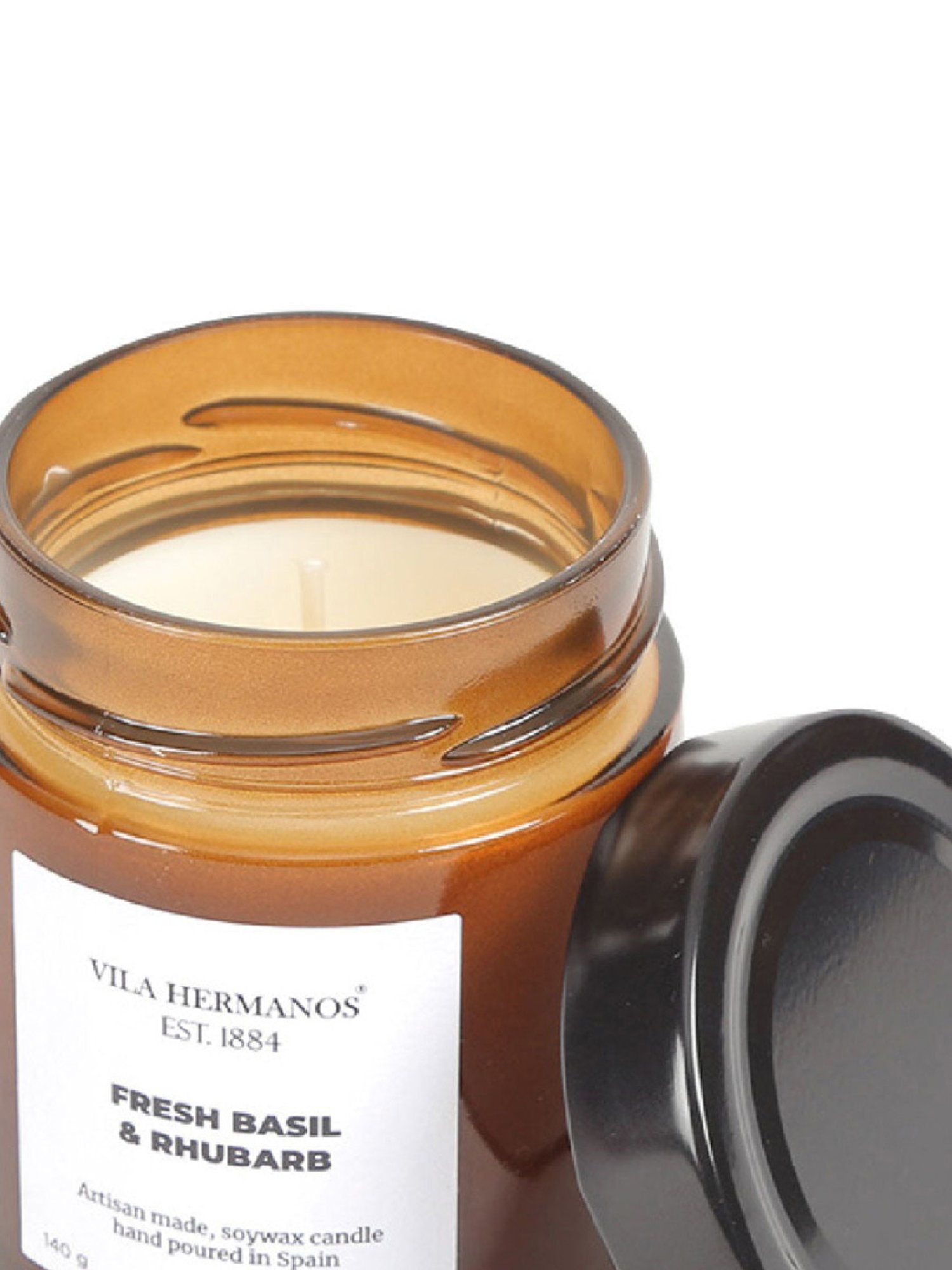Home4U Vila Hermanos Apothecary Fresh Basil & Rhubarb Brown Wax Jar Candle