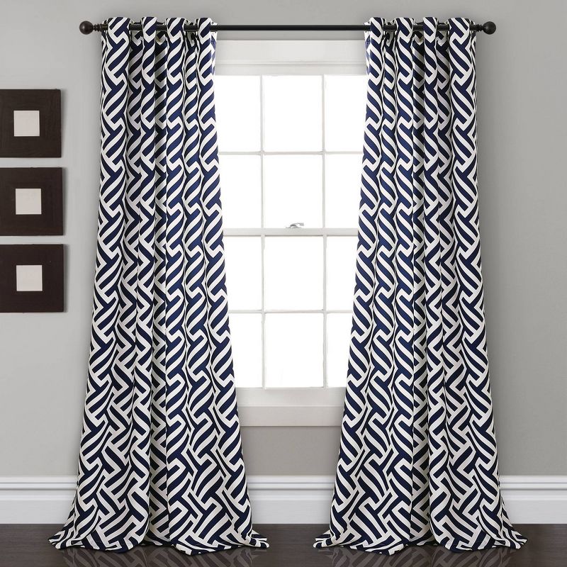 84"x52" Set fo 2 xGiovana Room Darkening Window Curtain Panels Navy - Lush Décor