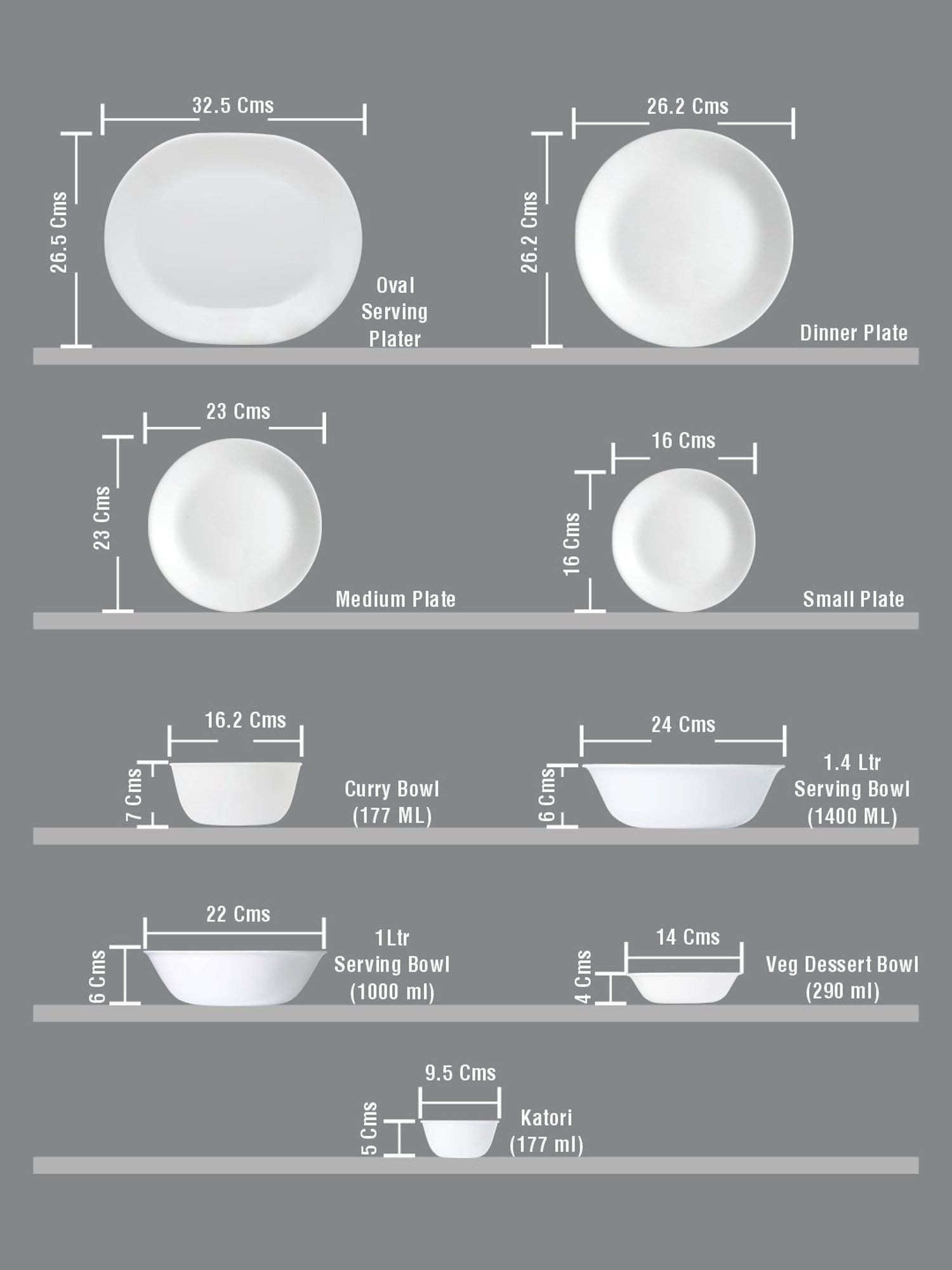 Corelle Livingware Wheeler Diamond White Vitrelle Glass Dessert Bowls - Set of 6 (296ml)