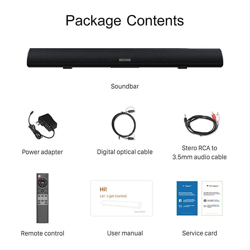 34Inch Sound bar Bestisan Soundbar Bluetooth 50 Wireless and Wired Home Theater Speaker DSP Bass Adjustable Optical Cable Included WorryFree 90Day Trial 2019 Upgraded