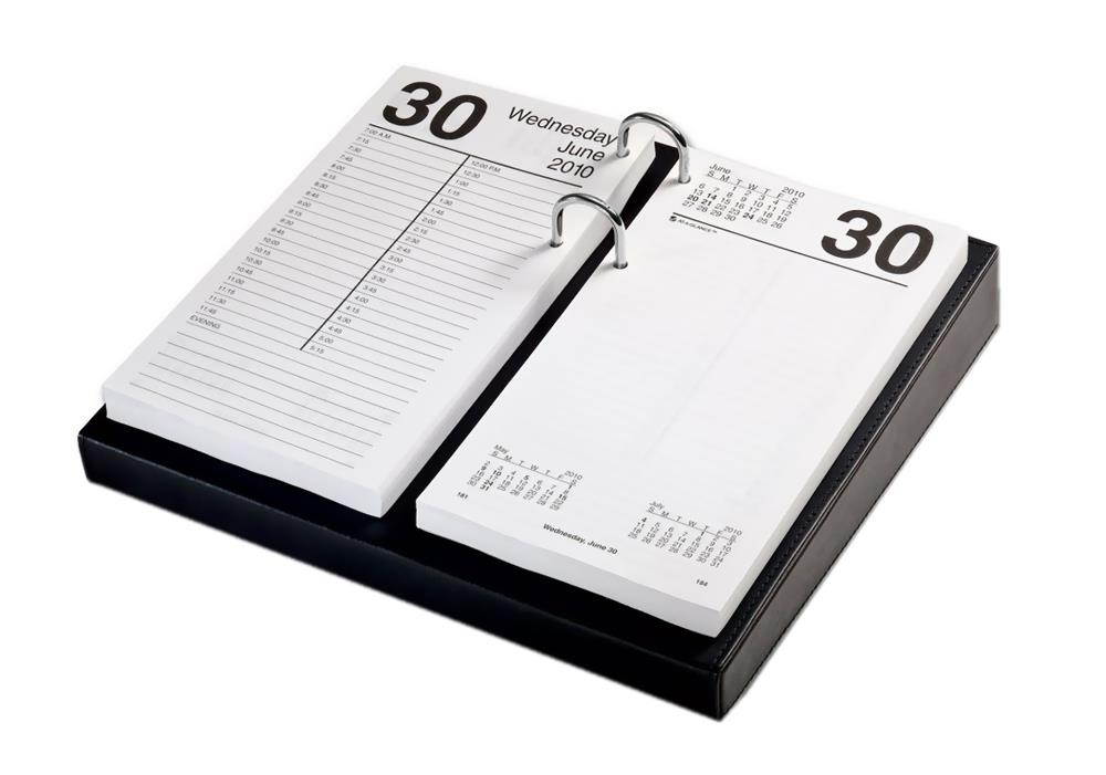 A1031 4.5 x 8 Calendar Holder With Silver Accents Black Leather