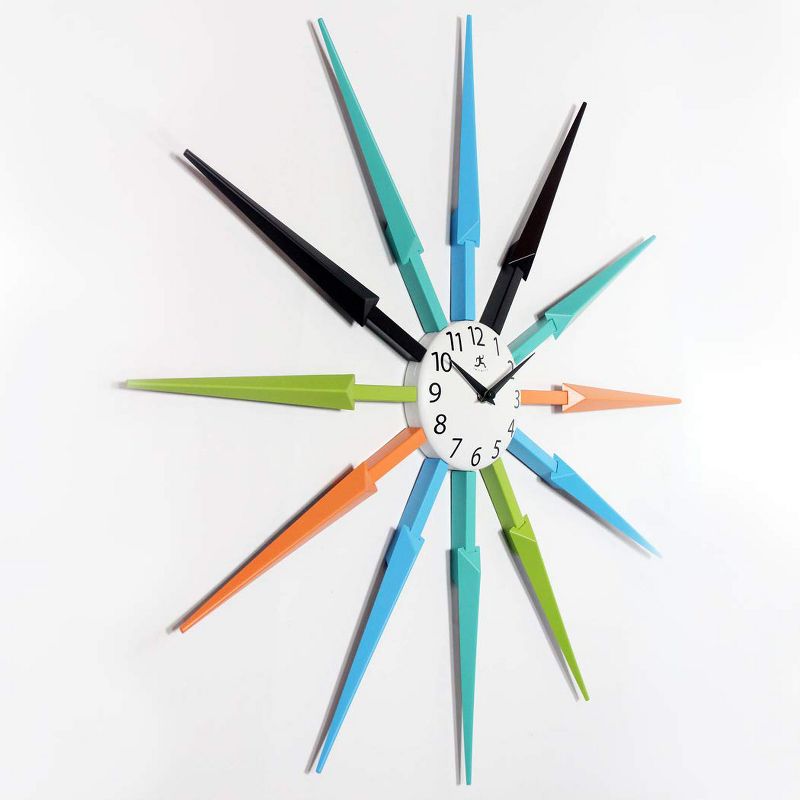 Infinity Instruments 15555MC Mid Century Modern 24 Inch Wall Clock, Multicolor