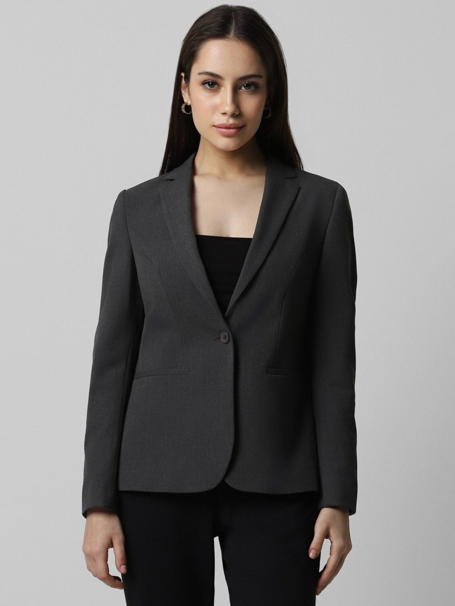 Van Heusen Grey Regular Fit Formal Blazer