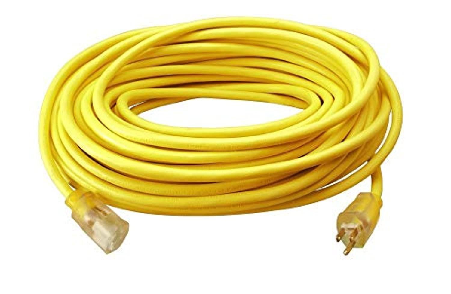 southwire 25850002 12/3 sjtw outdoor extension cord, yellow, 80 foot