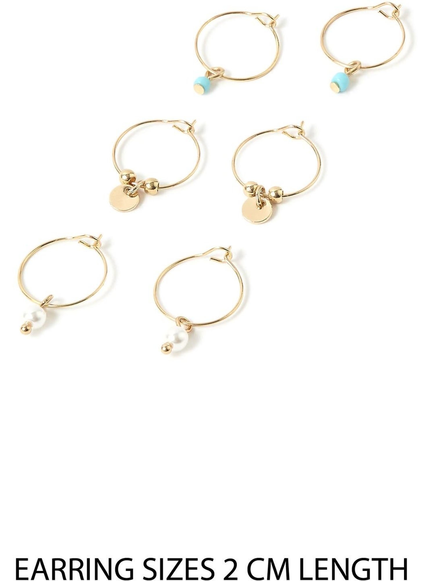 Accessorize London Turquoise & Golden Hoop Earrings (Set of 3)