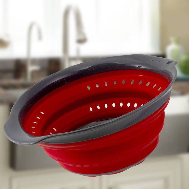 Squish 4qt Collapsible Colander Red/Gray