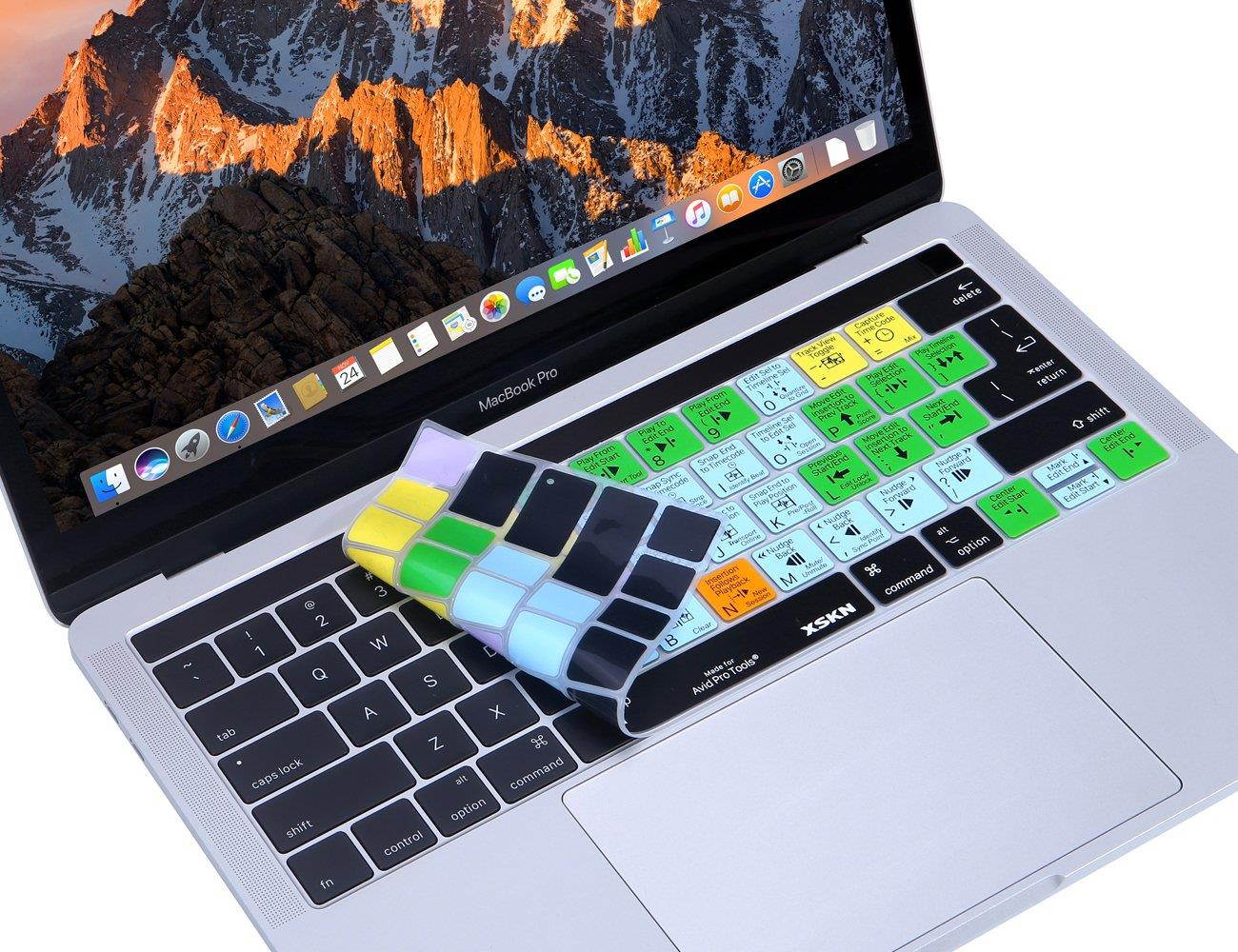 XSKN Avid Pro Tools English Shortcut Keyboard Skin for 2016 Touch Bar MacBook Pro 13 (A1706) & MacBook Pro 15 (A1707) Silicone Cover, US EU Layout